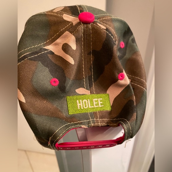 Blessed Camouflage Trucker Hat, Hot pink Brim, Green Embroidery Letters - Picture 3 of 5